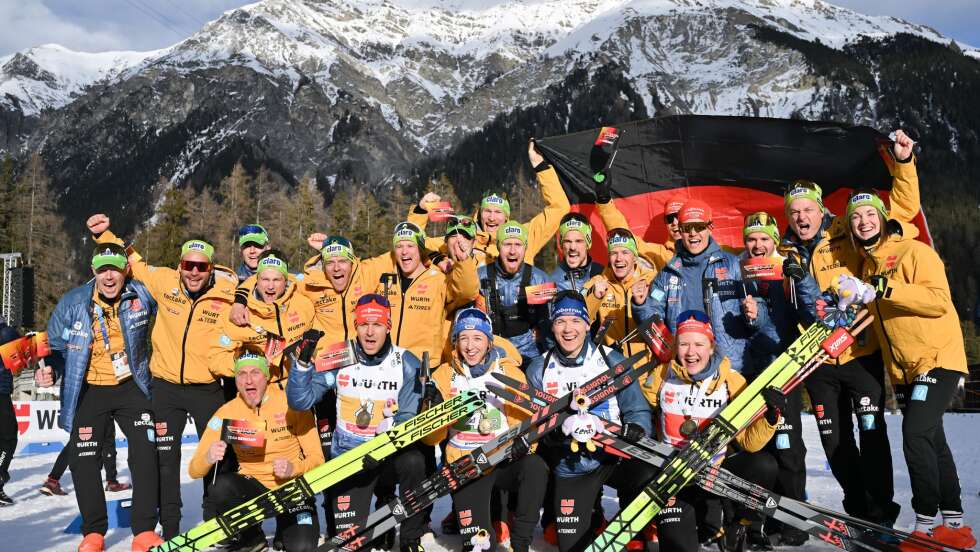 Mit letzter Kraft ins Ziel: Biathleten feiern WM-Bronze