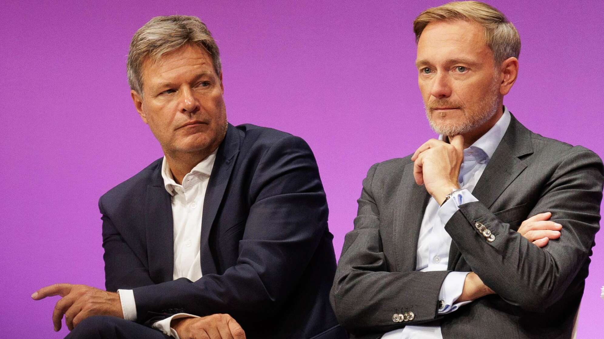 Streiten über die Wirtschaftspolitik: Minister Habeck und Lindner