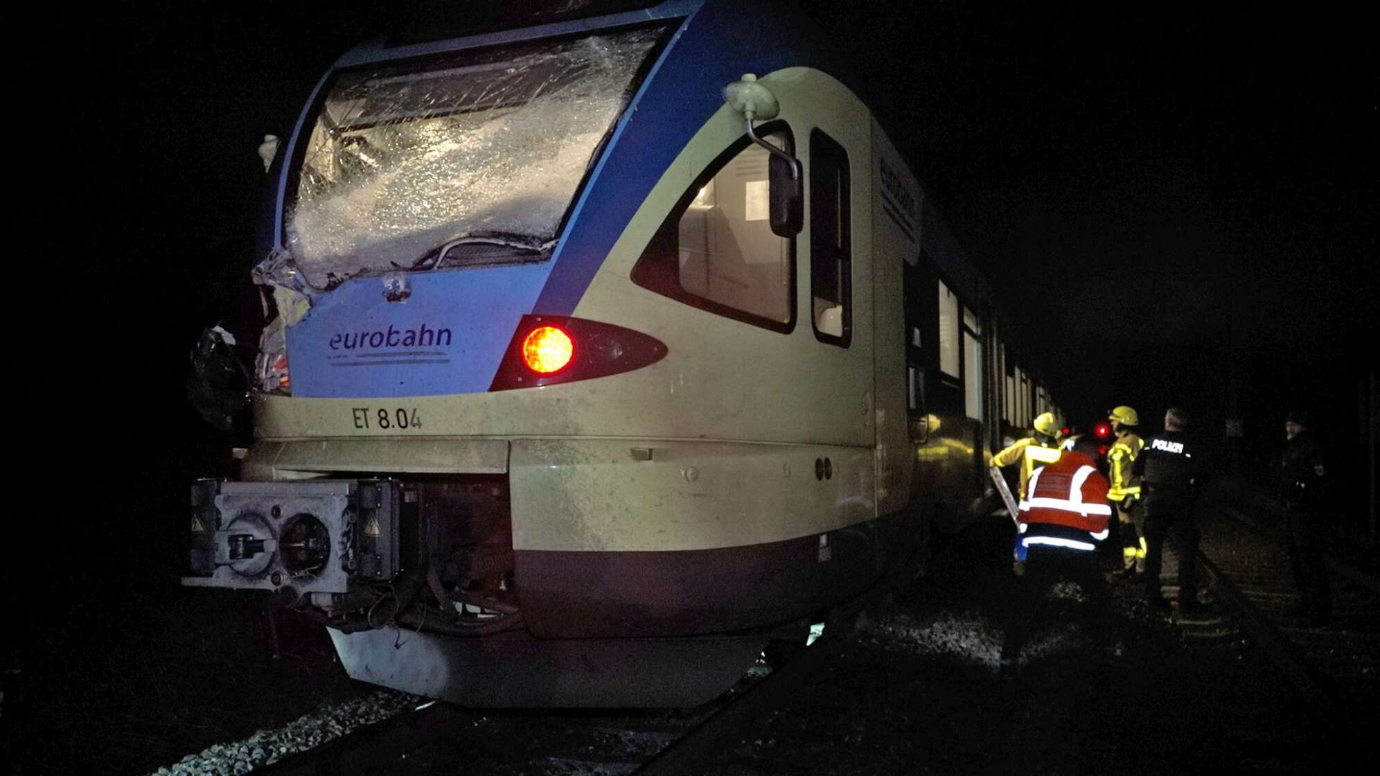 Regionalexpress kollidiert mit Baum