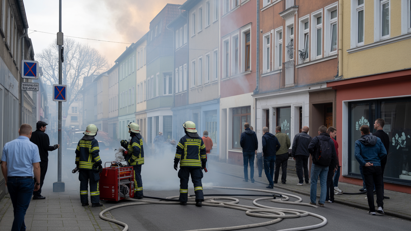 Beitragsbild zum Thema Kellerbrand in Langenfeld: Feuerwehr im Einsatz