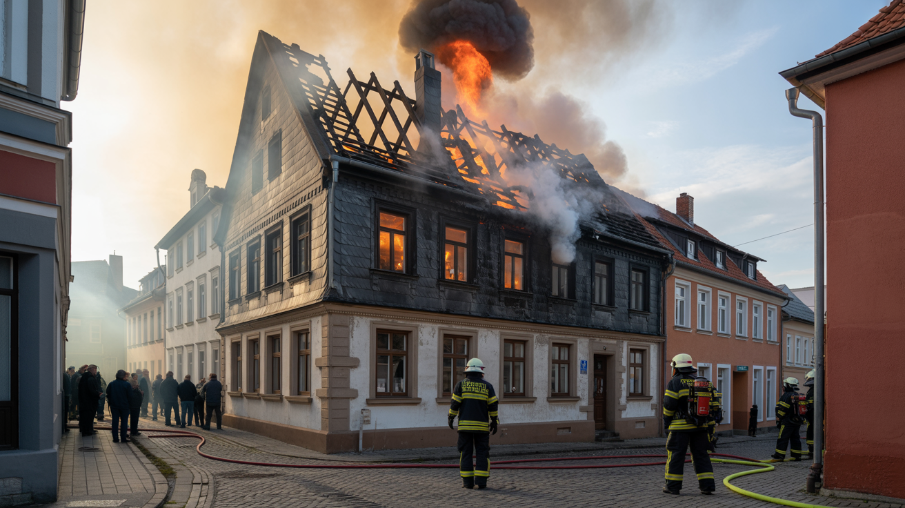 Beitragsbild zum Thema Dachstuhlbrand in Hilden: Verdacht auf Brandstiftung erhärtet sich