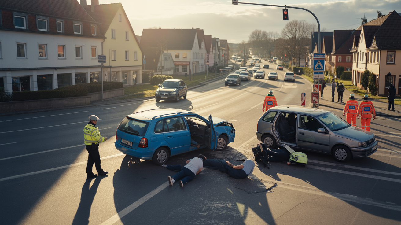 Beitragsbild zum Thema Verkehrsunfall in Xanten: Fünf Verletzte bei Kollision auf Kreuzung