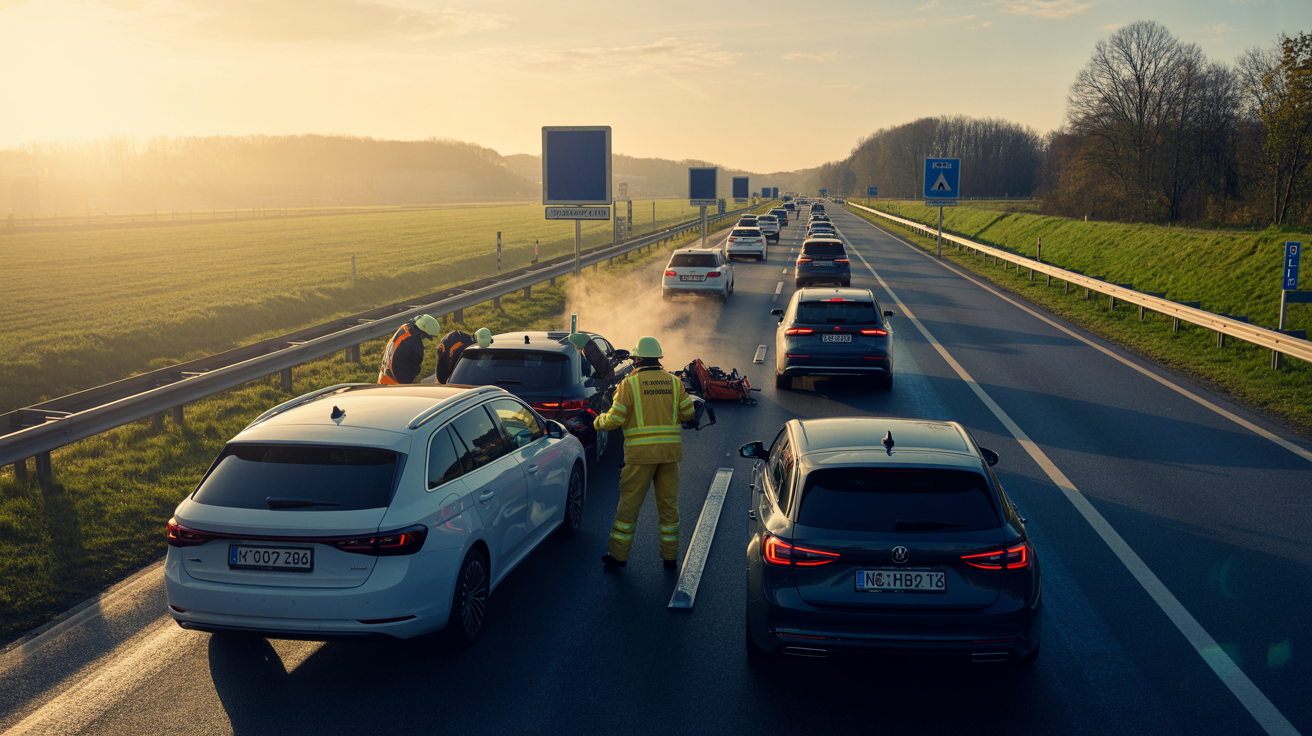 Beitragsbild zum Thema Auffahrunfall auf der A 61 in Mönchengladbach verursacht Stau