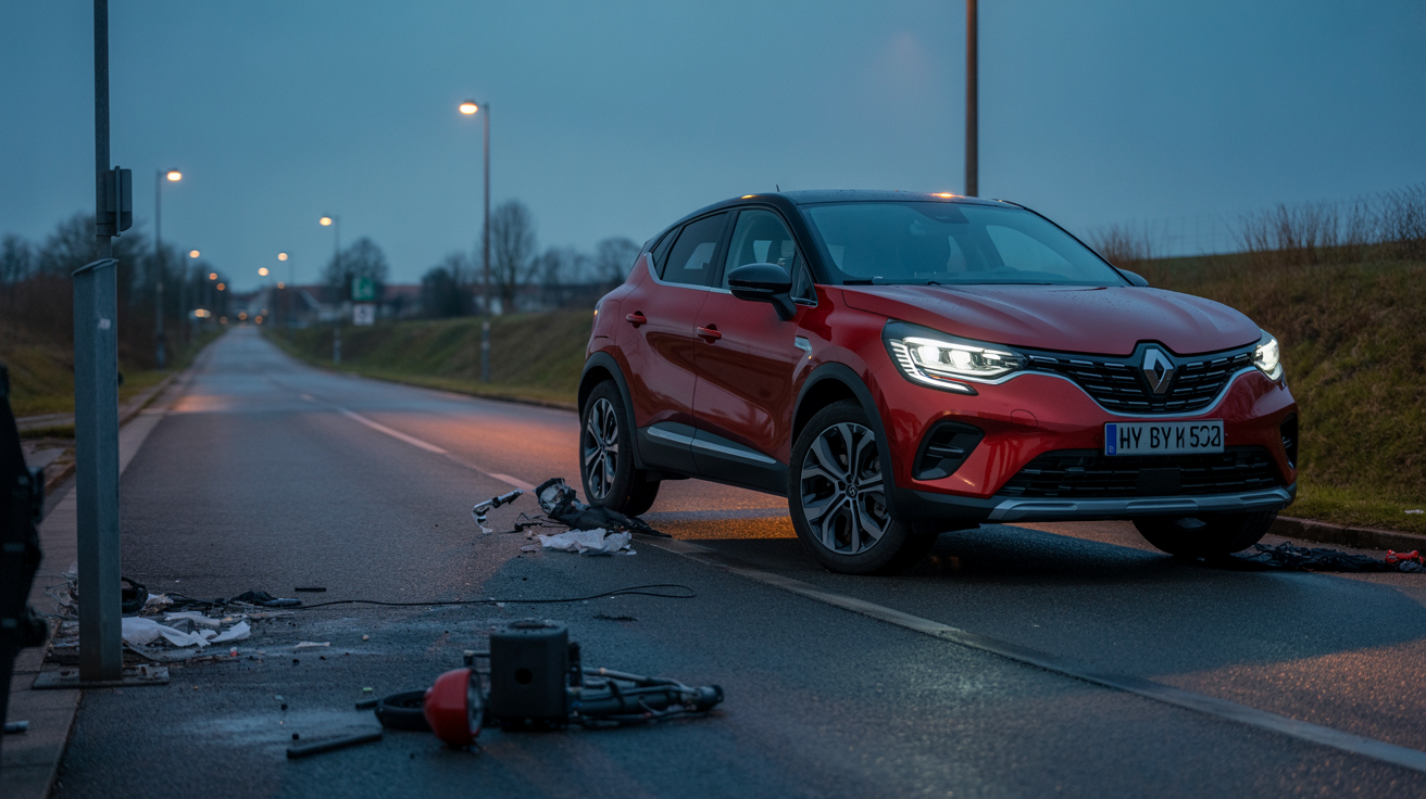 Beitragsbild zum Thema Polizei sucht nach Fahrerflucht in Kerken: Roter Renault im Fokus