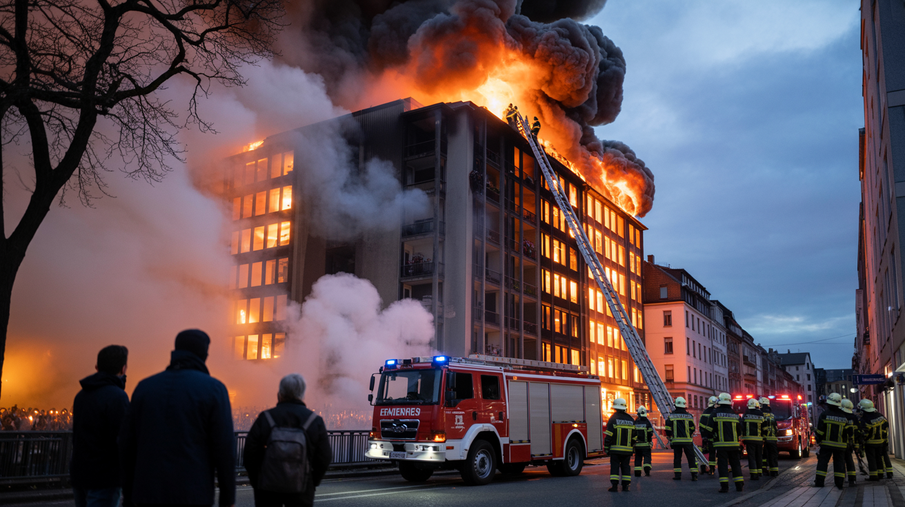 Beitragsbild zum Thema Tödlicher Brand in Essen: Feuerwehr kämpft gegen Flammen