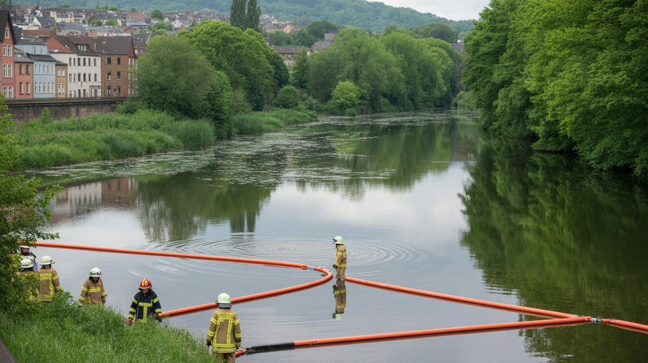 Beitragsbild zum Thema Ölfilm auf der Ruhr bei Witten: Feuerwehr im Großeinsatz
