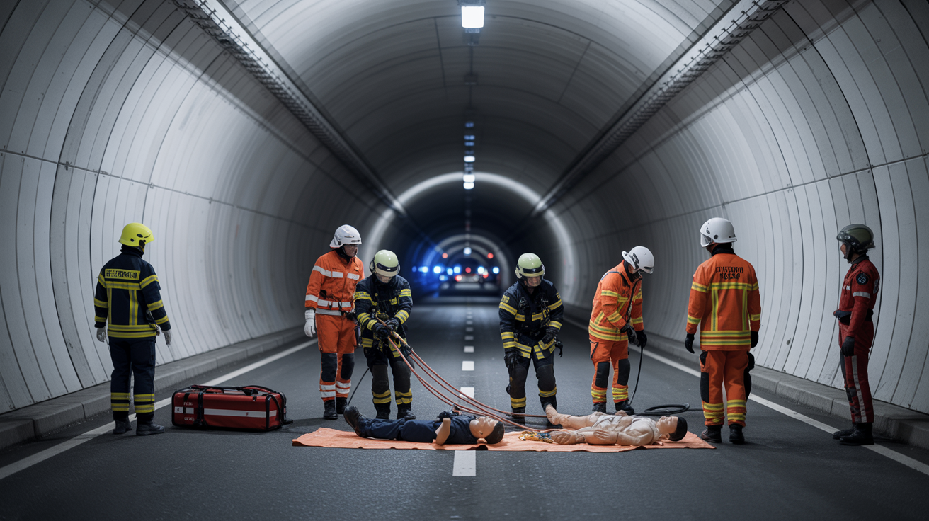 Beitragsbild zum Thema Sicherheitsübung am Autobahnkreuz Herne: Feuerwehr testet Tunnelinfrastruktur